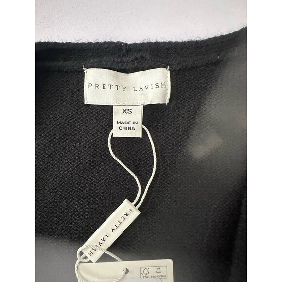 NWT Pretty Lavish Black Knit Wrap Midi Dress Long Sleeve Bodycon A-line Size XS - Picture 4 of 7